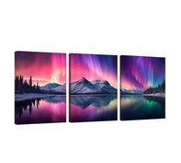 3 Pcs Cadre en Bois Impression sur Toile Aurore Tableau Decoration Murale Hiver Poster Affiche Peinture Image sur Toile Tableau Decoration Murale Bain Salon Bureau Chambre, Cadeau Femme 40x50cm U1-498