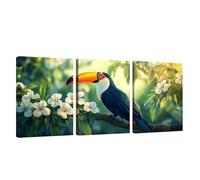 3 Pcs Cadre en Bois Impression sur Toile Fleur Tableau Decoration Murale Arbre Poster Affiche Peinture Image sur Toile Tableau Decoration Murale Bain Salon Bureau Chambre, Cadeau Femme 30x40cm U1-460