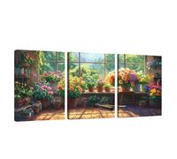 3 Pcs Cadre en Bois Impression sur Toile Jardin Tableau Decoration Murale Paysage Poster Affiche Peinture Image sur Toile Tableau Decoration Murale Bain Salon Bureau Chambre, Cadeau 20x25cm U1-487