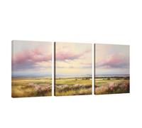 3 Pcs Cadre en Bois Impression sur Toile Paysage Tableau Decoration Murale Rétro Poster Affiche Peinture Image sur Toile Tableau Decoration Murale Bain Salon Bureau Chambre, Cadeau 30x50cm U1-153
