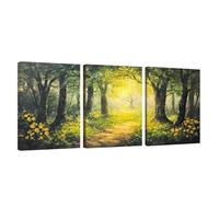 3 Pcs Cadre en Bois Impression sur Toile Printemps Tableau Decoration Murale Forêt Poster Affiche Peinture Image sur Toile Tableau Decoration Murale Bain Salon Bureau Chambre, Cadeau 30x40cm U1-98