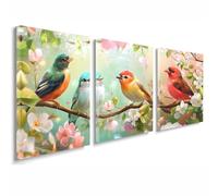 3 Pcs Cadre en Bois Impression sur Toile, Tableau Decoration Murale, Tableau Animal Affiche Decoration Murale Oiseau Poster et Arts Décoratifs Triptyque Salon Chambre Prêt a Accrocher 55x80 cm 1f-793