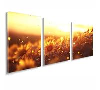 3 Pcs Cadre en Bois Impression sur Toile, Tableau Decoration Murale, Tableau Fantaisie Affiche Decoration Murale Tournesol Poster et Arts Décoratifs Salon Chambre Prêt a Accrocher 45x65 cm 1f-517