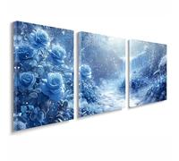 3 Pcs Cadre en Bois Impression sur Toile, Tableau Decoration Murale, Tableau Fleur Affiche Decoration Murale Hiver Poster et Arts Décoratifs Triptyque Salon Chambre Prêt a Accrocher 40x60 cm 1f-1181