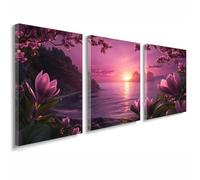 3 Pcs Cadre en Bois Impression sur Toile, Tableau Decoration Murale, Tableau Italie Affiche Decoration Murale Coucher de soleil Poster et Arts Décoratifs Salon Chambre Prêt a Accrocher 40x60 cm 1f-719