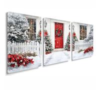 3 Pcs Cadre en Bois Impression sur Toile, Tableau Decoration Murale, Tableau Noël Affiche Decoration Murale Rural Poster et Arts Décoratifs Triptyque Salon Chambre Prêt a Accrocher 45x65 cm 1f-1125