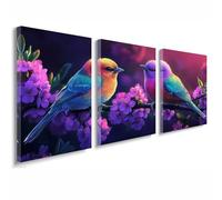 3 Pcs Cadre en Bois Impression sur Toile, Tableau Decoration Murale, Tableau Oiseau Affiche Decoration Murale Fleur Poster et Arts Décoratifs Triptyque Salon Chambre Prêt a Accrocher 50x70 cm 1f-737