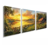 3 Pcs Cadre en Bois Impression sur Toile, Tableau Decoration Murale, Tableau Paysage Affiche Decoration Murale Animal Poster et Arts Décoratifs Cuisine Salon Chambre Prêt a Accrocher 50x70 cm 1f-1299