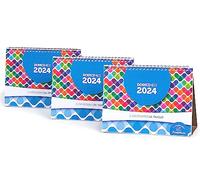 3 PCS - Calendrier de table 2024 | Calendrier de bureau | En papier non patiné - Idéal pour marquer des rendez-vous et des engagements - Dimensions 21 x 15 | 28 façades