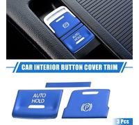 3 pcs Centre Console Frein Main Bouton Couvercle Compatible pour VW Bleu
