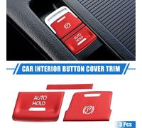 3 pcs Centre Console Frein Main Bouton Couvercle Compatible pour VW Rouge