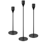 3 Pcs Chandelier Bougeoir Noirs, 23/28/33 cm Bougie Chandelier en Métal, Bougeoirs pour Bougies Coniques Rétro Métal Hauts Decoratif pour Décoration de Table Maison Mariage Noël(Noir)