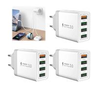3 Pcs Chargeur USB, Bloc d'alimentation Qc3.0 Station De Charge Prise USB Multiprise 33 W Chargeur 4 Ports Chargeur Rapide Compatible avec Iphone 12/13/14/15/16/Samsung S22/S23/S24 Etc
