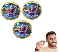 3 pcs commémoratives de Noël pièces de père Noël pièces de souvenir de vacances pièces de Noël à collectionner pièce de monnaie 4