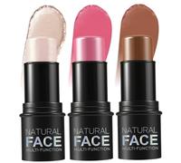 3 PCS Contour Stick Imperméable Longue Durée Surligneur Maquillage Stick Léger Multi-usage Crème Contour Constructable Kit de Maquillage du Visage pour Joues Lèvres, Surligneurs Enlumineurs