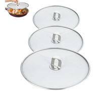 3 Pcs Couvercle Anti Projection - Anti Eclaboussure Cuisine - Couvercle en Acier Inoxydable Multifonctionnel - Efficace Contre les Éclaboussures d'huile et d'eau - Convient Aux Poêles de 25/29/33 cm