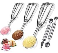 3 Pcs Cuillère à Crème Glacée, Cuillère à Glace Boule Cuillere a Glace en Acier 304 Inoxydable Ice Cream Scoop Boules Cuillère à Crème pour Crème Glacée Biscuits Pâte à Gâteau Melon