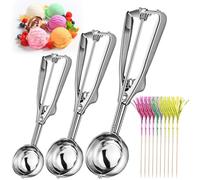 3 Pcs cuillere glace boule, cuillere a glace professionnelle, Cuillère à Crème Glacée, CuillèRe à Melon, Cuillère de boule de fruits de cuisine