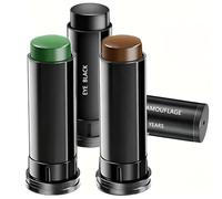 3 Pcs De Camouflage Kit De Peinture Visage, Crayon Camouflage Tactique, Bâtons de Maquillage de Peinture pour Maquillage Visage et Corps pour Halloween, Noël, Carnaval et Cosplay (Noir, Brun, Vert)