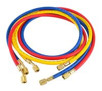 3 pcs de charge de réfrigérant R410A 35 pouces, 800-4000psi kit tuyau à vide HVAC avec soupape en cuivre et raccords 1/4 ou 5/16 pouces pour la recharge et maintenance AC