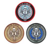 3 Pcs de Patch Tactique Compatible avec Call of Duty Task Force 141 Épées et Crânes avec Crochet et Boucle Broder Militaires Patch pour Sac à Dos, Vêtements, Gilets, Vestes, Uniformes