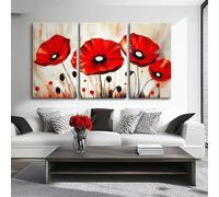 3 Pcs DIY 5D Diamant Peinture Kits Fleur rouge Diamond Painting Plein Foret Cristal Strass 3 Pièces Diamant Broderie Point De Croix Moderne Arts Craft Décoration de la Maison Cadeau 120x60cm S-5262