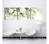 3 Pcs DIY 5D Diamant Peinture Kits fleurs blanches Diamond Painting Plein Foret Cristal Strass 3 Pièces Diamant Broderie Point De Croix Moderne Arts Craft Décoration de Maison Cadeau 35x105cm S-5776