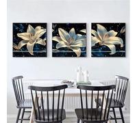 3 Pcs DIY 5D Diamant Peinture Kits fleurs blanches Diamond Painting Plein Foret Cristal Strass 3 Pièces Diamant Broderie Point De Croix Moderne Arts Craft Décoration de Maison Cadeau 35x105cm S-5860