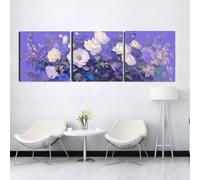 3 Pcs DIY 5D Diamant Peinture Kits Fleurs blanches Diamond Painting Plein Foret Cristal Strass 3 Pièces Diamant Broderie Point De Croix Moderne Arts Craft Décoration de Maison Cadeau 35x105cm S-6016