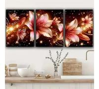 3 Pcs DIY 5D Diamant Peinture Kits lys rouge Diamond Painting Plein Foret Cristal Strass Adulte 3 Pièces Diamant Broderie Point De Croix Moderne Arts Craft Décoration de Maison Cadeau 60x30cm S-5254