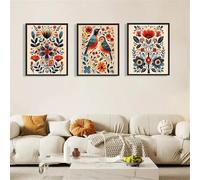 3 Pcs DIY 5D Diamant Peinture Kits Oiseau coloré Diamond Painting Plein Foret Cristal Strass 3 Pièces Diamant Broderie Point De Croix Moderne Arts Craft Décoration de la Maison Cadeau 150x70cm S-4724