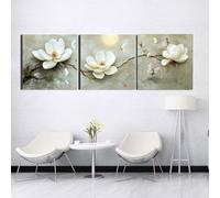 3 Pcs DIY 5D Diamant Peinture Kits Orchidée blanche Diamond Painting Plein Foret Cristal Strass 3 Pièces Diamant Broderie Point De Croix Moderne Arts Craft Décoration de Maison Cadeau 35x105cm S-5886