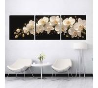 3 Pcs DIY 5D Diamant Peinture Kits Orchidée blanche Diamond Painting Plein Foret Cristal Strass 3 Pièces Diamant Broderie Point De Croix Moderne Arts Craft Décoration de Maison Cadeau 35x105cm S-5912