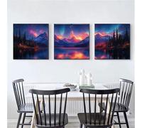 3 Pcs DIY 5D Diamant Peinture Kits Paysage coloré Diamond Painting Plein Foret Cristal Strass 3 Pièces Diamant Broderie Point De Croix Moderne Arts Craft Décoration de la Maison Cadeau 35x105cm S-6062