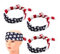 3 PCS Drapeau Américain Étoiles Rayures Turban Twisted Head Wrap Bande De Cheveux Biker Stretch Mode Entraînement De Coiffure Accessoires Kerchief Peau Cowboy Bandanas Écharpe
