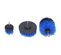 3 PCS Drill Brush Attachment Kit, Power Scrubber for Tile Bathtub Floor Carpet, Blue Nylon Bristle Cleaning Set, Stainless Steel, Areas Cleaning Tools