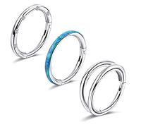 3 pcs en acier chirurgical anneaux de nez cerce pour femmes 16G CZ Opal Clicker Septum Ring à charnière segment lèvre Anneaux de nez d'oreille Hélié