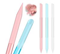 3 Pcs en verre cuticule pousseur lime à ongles cuticule manucure Stick Remover ensemble d’outils de cuticule verre Double face avec bâton de soin de cuticule de Grit pour (rose, bleu,Transparent)