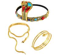 3 Pcs Ensemble D'accessoires Pour Costume Égyptien - Coiffe Cléopâtre Bracelet Collier Deguisement Femme Deguisement Cleopatre Fille
