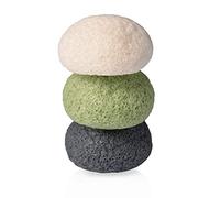 3 Pcs Eponge Konjac Eponge Visage Naturelle pour Visage Nettoyage Blanc Thé Vert Charbon de bambou Convient à Tous les Types de Peau