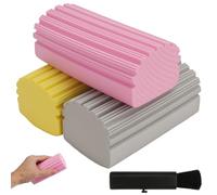 3 Pcs Éponges de Nettoyage de Poussière 1 Brosse Nettoyage à Poils Souples, Spugna Polvere Réutilisable, Multifonction Lavable Éponge Magique, pour Verre, Grilles (Rose Jaune Gris)