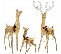 3 pcs. famille renne figure de Noël Décoration de Noël blanc chaud LED figures extérieures