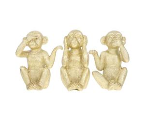 3 Pcs Figurine De Singe Décorations pour Animaux De Table Kit Brosse À Main Adorable Figurine De Singe Ne Aucun Mauvais Petits Animaux Bureau Résine