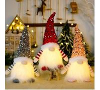 3 pcs Figurines de Lutin de Noël Faites à la Main - Père Noël tomte GNOME pour Décoration De Noel