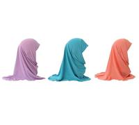 通用 3 Pcs Filles Foulard Enfants Musulman Hijab Petite Fille Musulman Écharpe Élégante Saoudite Islamique Tête Cap Vêtements Écharpe Turban Visage Voile Coiffures