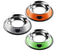 3 Pcs Gamelle Chat,Inoxydable Bols Chat Alimentaire en Acier Antidérapantes avec Base en Caoutchouc,Bol pour Animaux,Gamelles d'eau