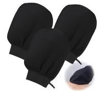 3 PCS Gants Exfoliants, Gants de Gommage Coréens, Gants de Peeling Profond pour Éliminer les Peaux Mortes, Exfoliation Efficace pour Spa à Domicile, Bain et Sauna, Noir