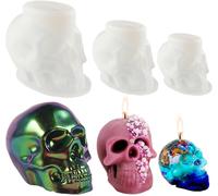 3 Pcs Halloween Skull Candle Molds Epoxy Resin Epoxy Resin Epoxy Resin Candle Mold For Halloween Skull Epoxy Resin Silicone Mold For Home Decoration Halloween