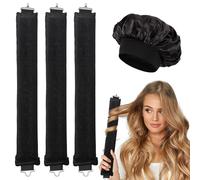 3 Pcs Heatless Hair Curlers, Boucles Sans Chaleur, Boudin Cheveux Boucle Sans Chaleur, Boucles de Nuit avec Crochets, avec Bonnet Satin, pour Divers Types de Cheveux, Cheveux Longs et Courts