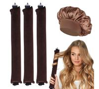 3 Pcs Heatless Hair Curlers, Boucles Sans Chaleur, Boudin Cheveux Boucle Sans Chaleur, Boucles de Nuit avec Crochets, avec Bonnet Satin, pour Divers Types de Cheveux, Cheveux Longs et Courts